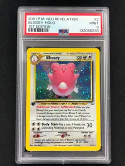 Pokemon 2001 Blissey 1st Holo + Swirl! 2/64 Neo PSA 9 - Image 1