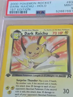 2000 Pokemon Team Rocket 1st Edition Holo Dark Raichu #83 PSA 9 MINT - Image 3