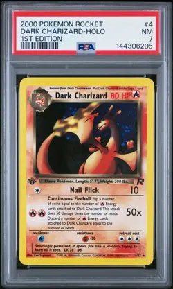 2000 POKEMON ROCKET 1ST ED #4 DARK CHARIZARD-HOLO PSA 7 - Image 1