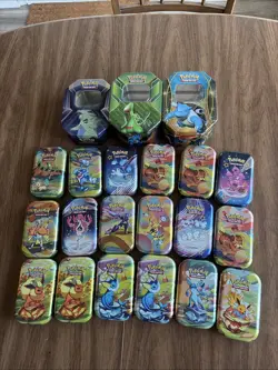 Empty Pokemon Tin Lot (21 Tins) - Image 1