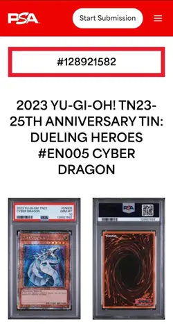 PSA MINT 10 Cyber Dragon TN23-EN005 Quarter Century Secret Rare YU-GI-OH! - Image 3