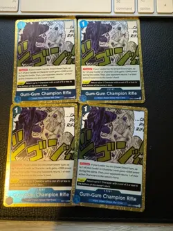 4x Cards EB01-028 Gum-Gum Champion Rifle : Rare Foil One Piece English TCG Card - Image 1