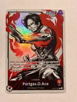 One Piece Card TCG Portgas D. Ace Alt Art Leader OP03-001 Pillars of Strength - Image 1