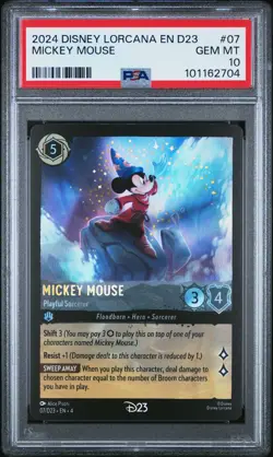 2024 DISNEY LORCANA EN D23-D23 EXPO PROMO MICKEY MOUSE - PLAYFUL SORCERER PSA 10 - Image 1