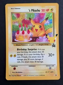 Birthday Pikachu Celebrations Classic Collection Promo Card Pokemon Card - Image 1