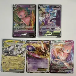 Pokemon Mew & Mewtwo V VMAX EX Lot - 5 Holo Fusion Strike Cards English Standard - Image 1