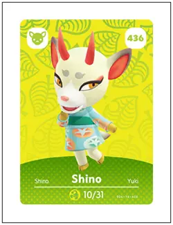 436 Shino, Animal Crossing Amiibo Card - Series 5, Authentic, NM - Image 1