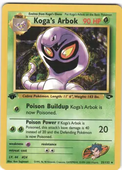 Koga's Arbok 25/132 Rare Gym Challenge Pokemon 1st Edition NM - Image 1