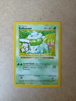 Pokemon TCG Bulbasaur 44/102 Shadowless Base Set LP Condition - Image 1