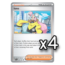 4x Iono 080/091 Paldean Fates English Pokemon Card Non Foil Playset x4 - Image 1