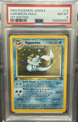 1999 POKEMON JUNGLE 1ST EDITION #12 VAPOREON-HOLO PSA 8 - Image 1