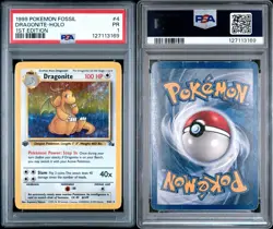 PSA 1 1999 Pokemon 1ST EDITION Fossil Dragonite Holo 4/62 Holo Foil WOTC LOW POP - Image 3