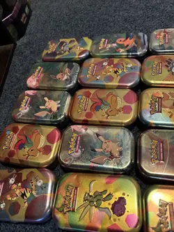(15)Pokemon TCG Eevee 151 Mini Tins Empty with Coin and Art Sheet (NO PACKS) New - Image 3