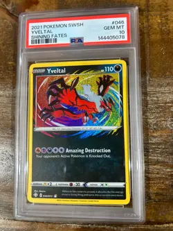 POKEMON 2021 Shining Fates YVELTAL #046 PSA 10 Gem Mint Rare Amazing - Image 1
