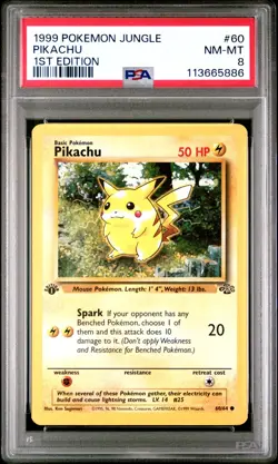 1999 POKEMON JUNGLE 1ST EDITION #60 PIKACHU PSA 8 - Image 1