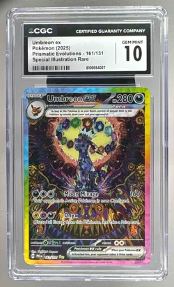 Umbreon ex 2025 Pokemon Scarlet Violet Prismatic Evolutions #161 SIR CGC 10 - Image 1