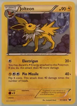 Pokemon TCG Jolteon Dark Explorers EX 37/108 NM 2012 - Image 1