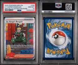 2025 Pokemon Mega Evolution Base #185 SIR Lt. Surge's Bargain Gem Mt PSA 10 - Image 3