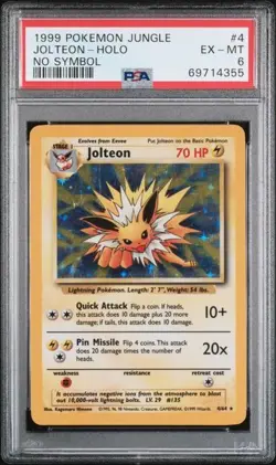1999 Pokemon Jungle #4 Jolteon-Holo No Symbol PSA 6 - Image 1