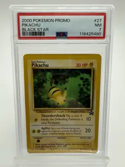 2000 Pokemon Promo Pikachu Black Star #27 PSA 7 - Image 1