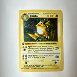 Pokemon Raichu Base Set Holo Rare 14/102 Holo Card HP 80 - Image 1