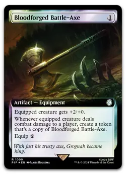 Bloodforged Battle-Axe (Extended Art) (Surge Foil) #1009 NM Fallout Magic MTG - Image 1