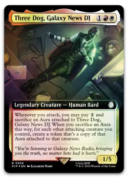 Three Dog, Galaxy News DJ (Extended Art) (Surge Foil) #958 NM Fallout Magic MTG - Image 1