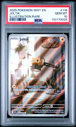 2025 POKEMON WHT EN-WHITE FLARE ILLUSTRATION RARE #116 JOLTIK PSA 10 - Image 1