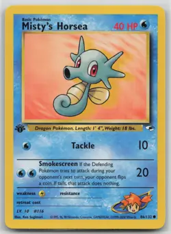 Pokemon Card 1st Edition Misty's Horsea Common Gym Heroes 086/132 LP/NM - Image 1