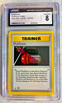 1999 POKEMON BASE SET PLUSPOWER 1ST EDITION #84 TRAINER - CGC 8 NM MT/MINT - Image 1