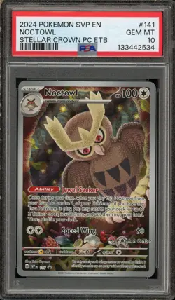 2024 POKEMON STELLAR CROWN POKEMON CENTER ETB PROMO SVP #141 NOCTOWL PSA 10 GEM - Image 1