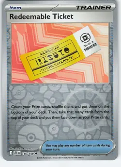Redeemable Ticket 156/159 Reverse Holo SV09: Journey Together NM Pokemon - Image 1