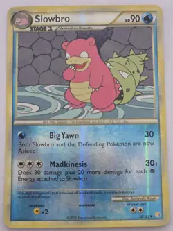 Pokemon SLOWBRO 52/123 Reverse Holo (2010 HeartGold SoulSilver) MP - Image 1