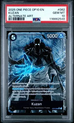 2025 ONE PIECE OP10-ROYAL BLOOD ALTERNATE ART #082 KUZAN PSA 10 - Image 1