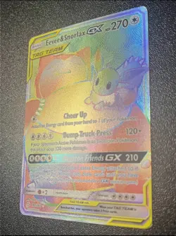 Pokemon TCG Eevee Snorlax GX Rainbow Team Up Card 191/181 Secret Rare (LP) - Image 3