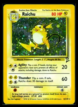 Raichu 16/130 Holo Rare Base Set 2 Pokemon Card LP - Image 1