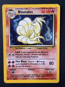 Ninetales - 12/102 - Pokemon Base Set Unlimited Holo Rare Card WOTC HP Vintage - Image 1