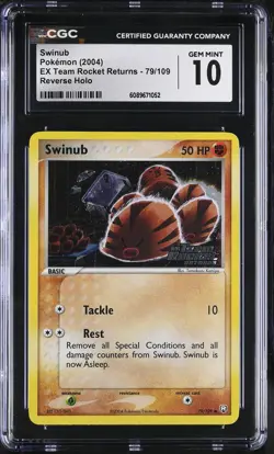 CGC 10 Swinub EX Team Rocket Returns 79/109 Reverse Holo Stamped Pokemon Card - Image 1