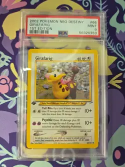Pokemon TCG Neo Destiny 1st Edition Girafarig 66 PSA 9 Mint - Image 1