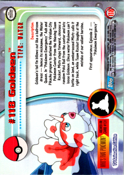 Topps Pokemon TV Animation Series 3 Goldeen #118 Holo Near Mint Blue Logo - Image 2