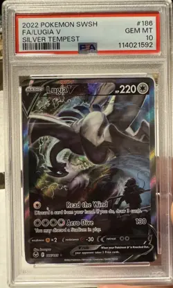 2022 Pokemon SWSH Lugia V 186/195 Alt Art Silver Tempest GEM MINT PSA 10 - Image 1