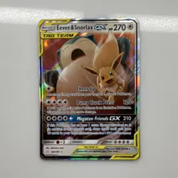 Eevee & Snorlax GX TAG TEAM Ultra Rare Holo 120/181 Team Up Pokemon TCG - Image 1