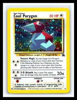 💥 COOL PORYGON # 15 Holo w/ Swirl 🌀 Black Star Promo WOTC Pokemon Vintage 2000 - Image 1