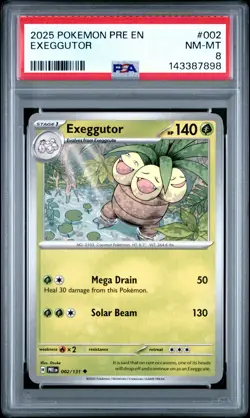2025 POKEMON PRE EN-PRISMATIC EVOLUTIONS #002 EXEGGUTOR PSA 8 - Image 1