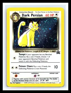 🔥 DARK PERSIAN # 17 Holo w/ Swirl 🌀 Black Star Promo WOTC Pokemon Vintage 2000 - Image 1