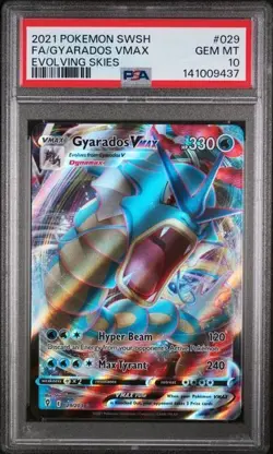 2021 POKEMON SWORD & SHIELD EVOLVING SKIES #029 FULL ART/GYARADOS VMAX PSA 10 - Image 1