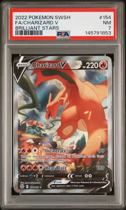 Pokemon Charizard V Alt Art 154/172 Brilliant Stars PSA 7 Full Art - Image 1