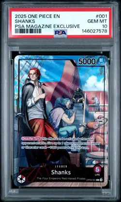PSA 10 Shanks (2025 PSA Magazine Promo) OP09-001 One Piece Promotion Card Foil - Image 1