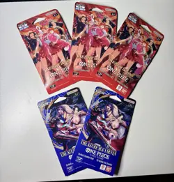 ONE PIECE Sleeved Booster Pack LOT OF 5 - 3x EB-03 - 2x OP-14 Sealed - Image 1
