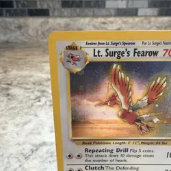 Pokemon Lt. Surge's Fearow Holo Gym Heroes 70 HP Rare Card 7/132 - Image 3